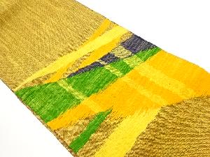 手織り真綿紬斜め縞模様織出し名古屋帯